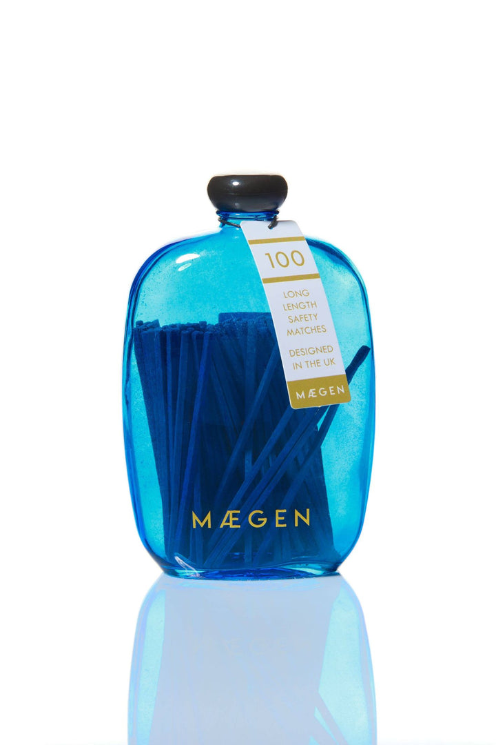 Blue Matches In Bubble Glass Bottle