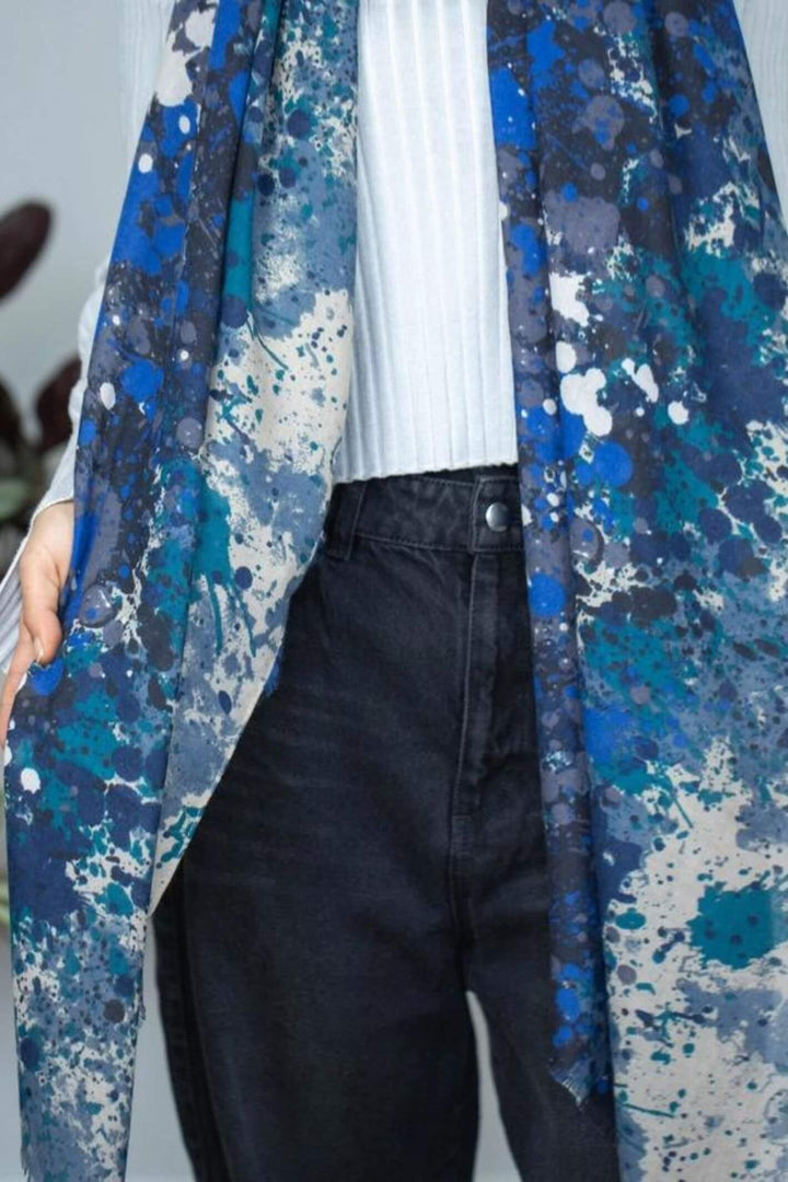 Blue Paint Splash Woven Scarf