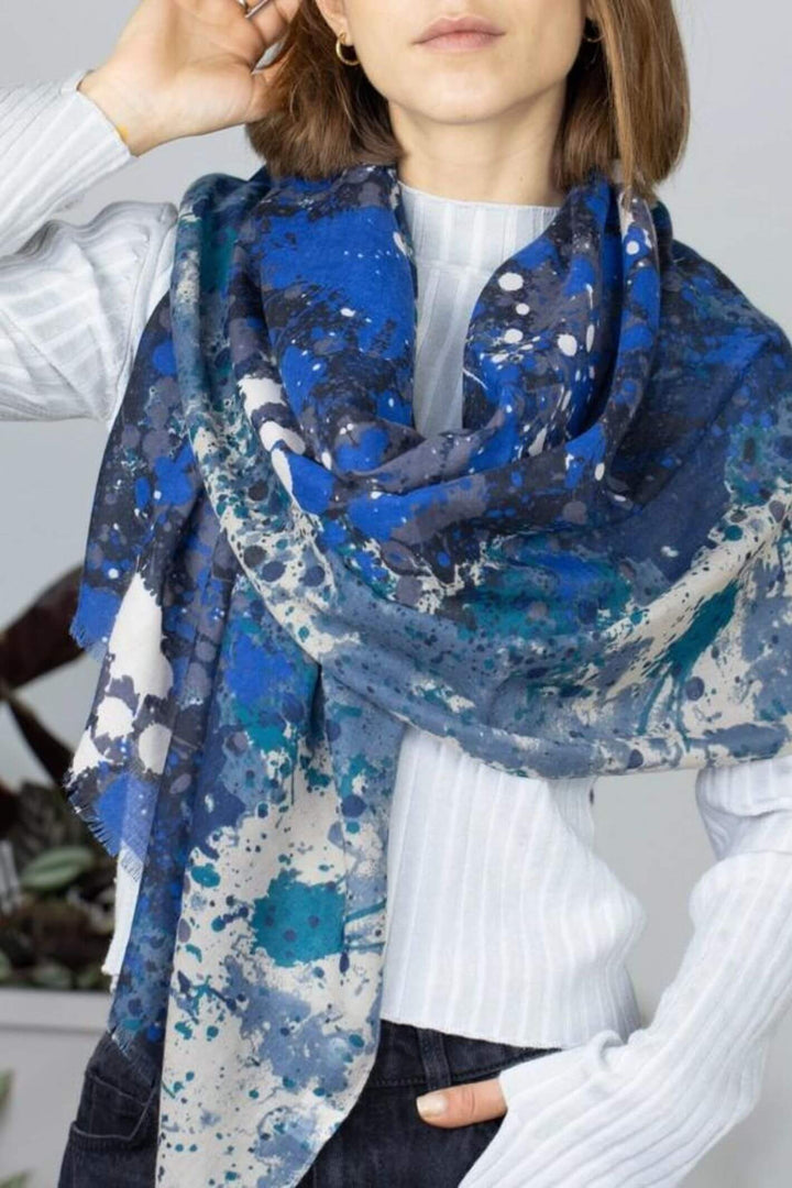 Blue Paint Splash Woven Scarf