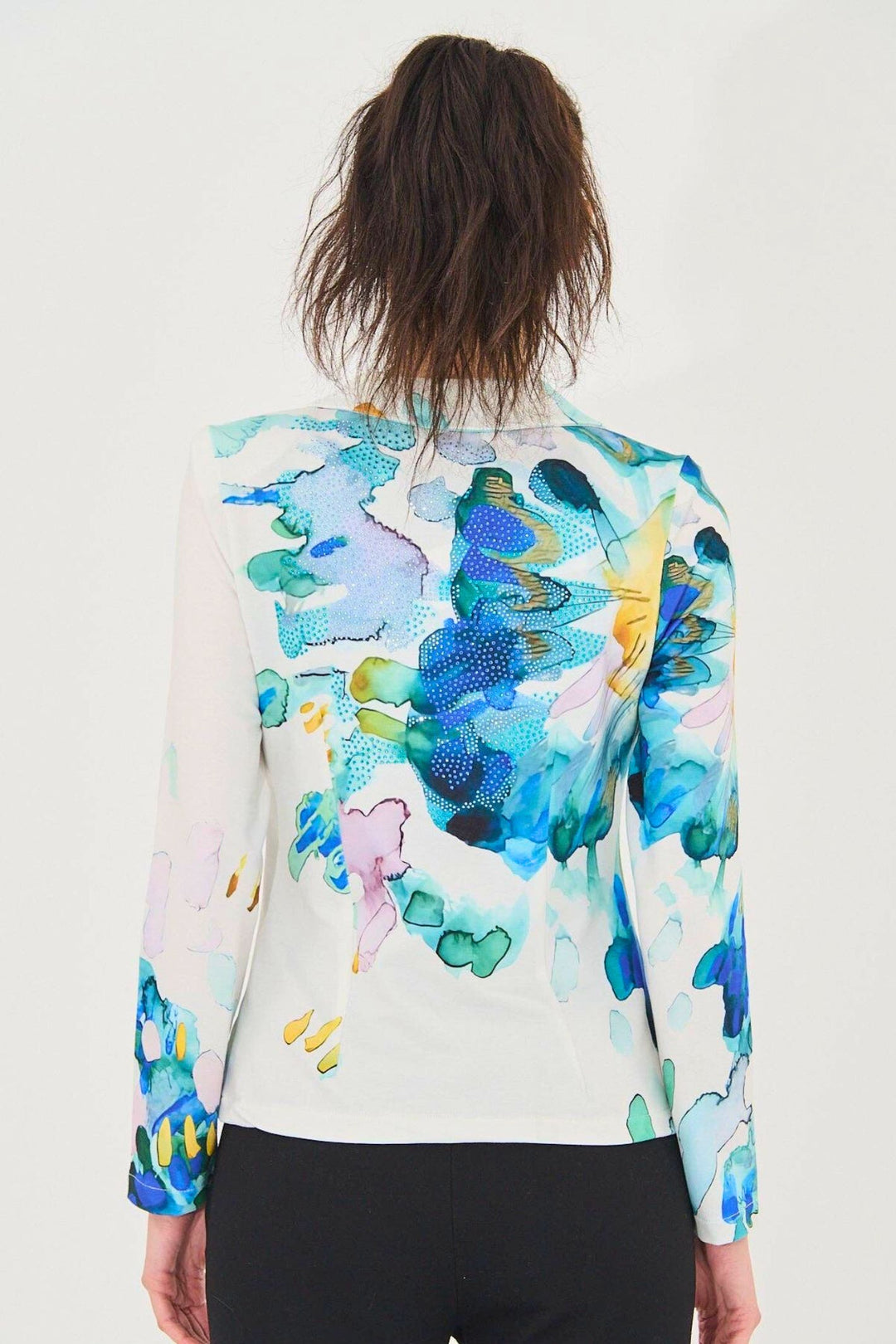 Blue Print Diamante Embellished Stretch Jersey Blazer