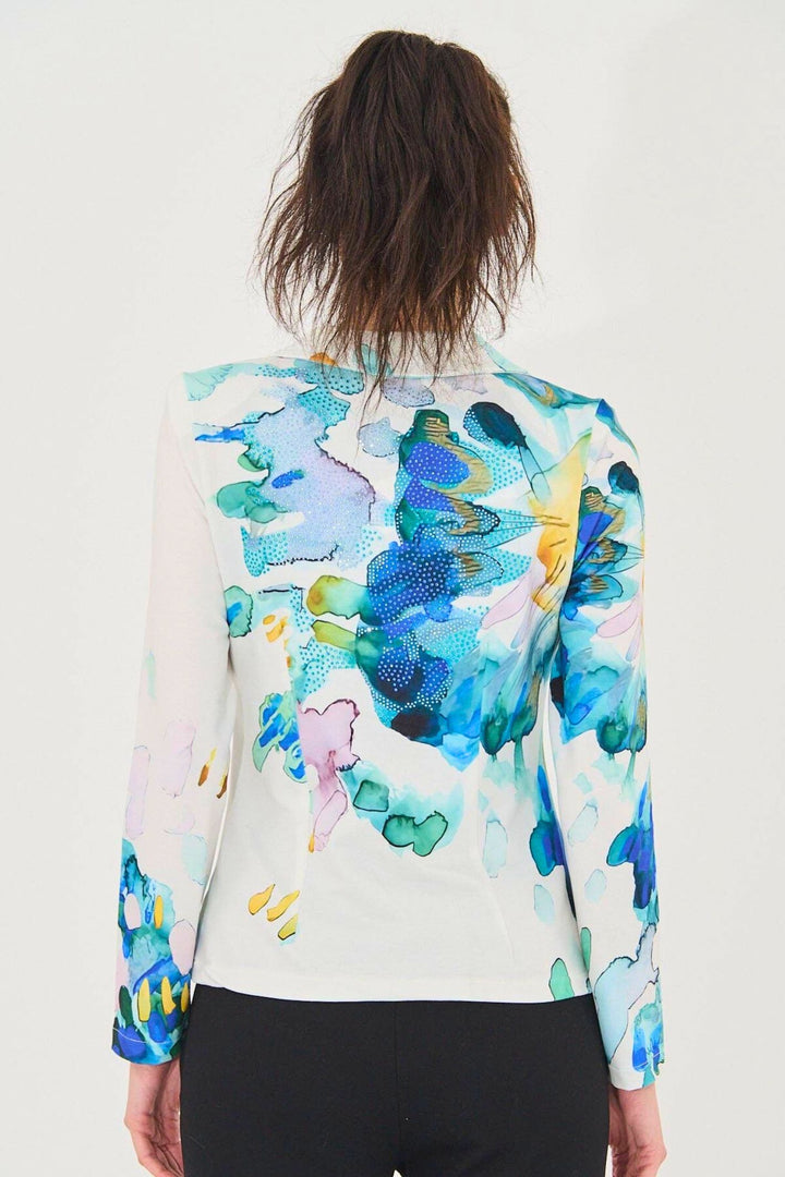 Blue Print Diamante Embellished Stretch Jersey Blazer
