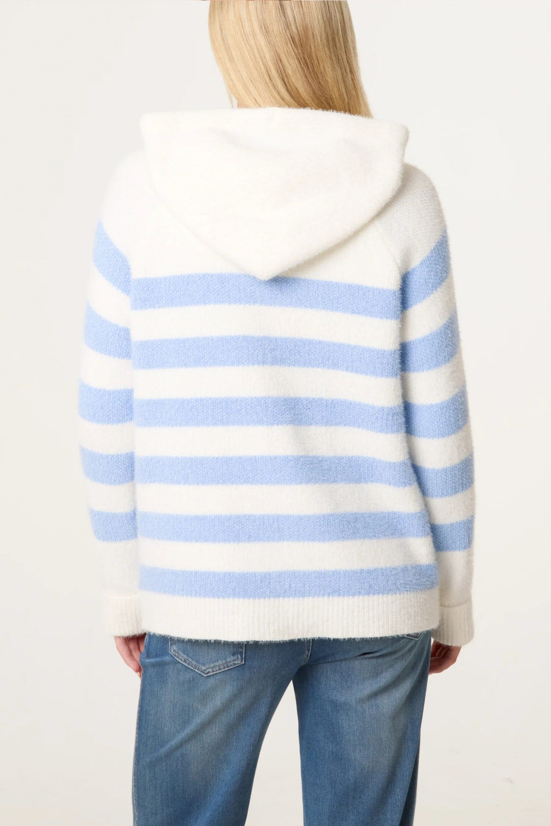 Blue Stripe Super Cosy Zip Cardi Hoodie