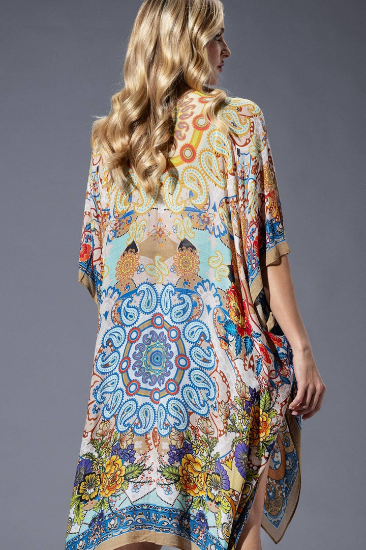 Blue & Gold Mandala Print Kimono