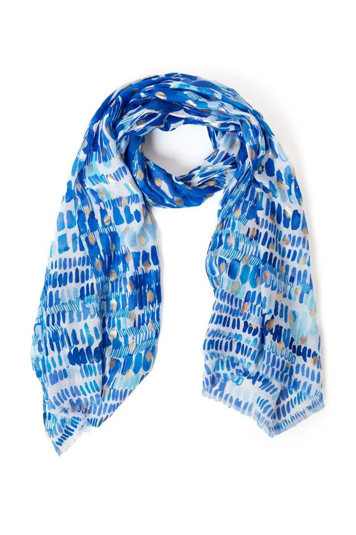 Blue & Gold Metallic Spot 71520 Woven Scarf