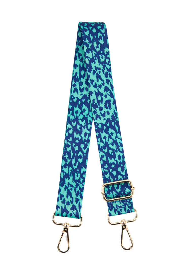 Blue & Green Two Tone Animal and Star Print Bag Strap