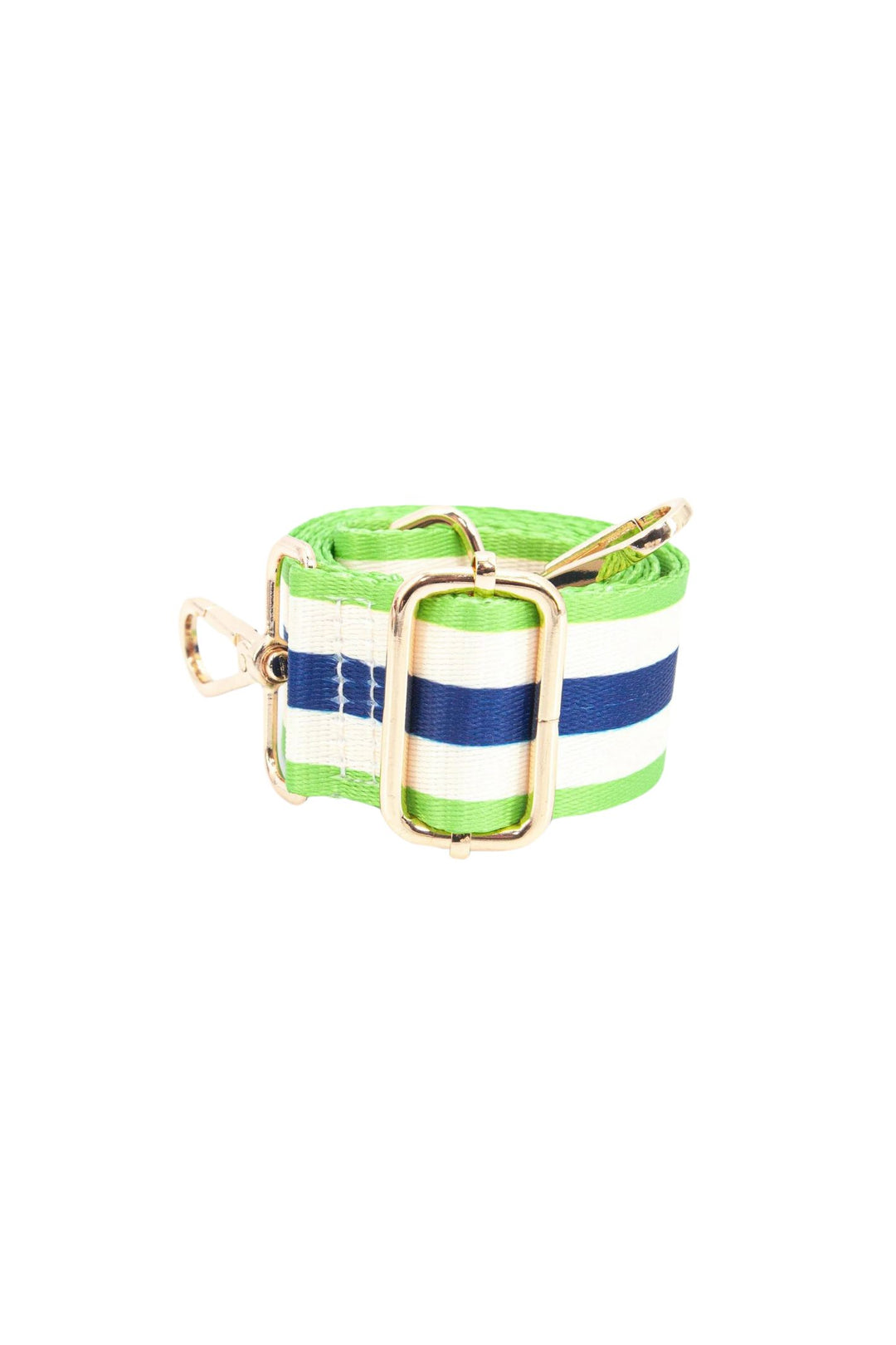 Blue & Lime Contrasting Colour Block Striped Bag Strap