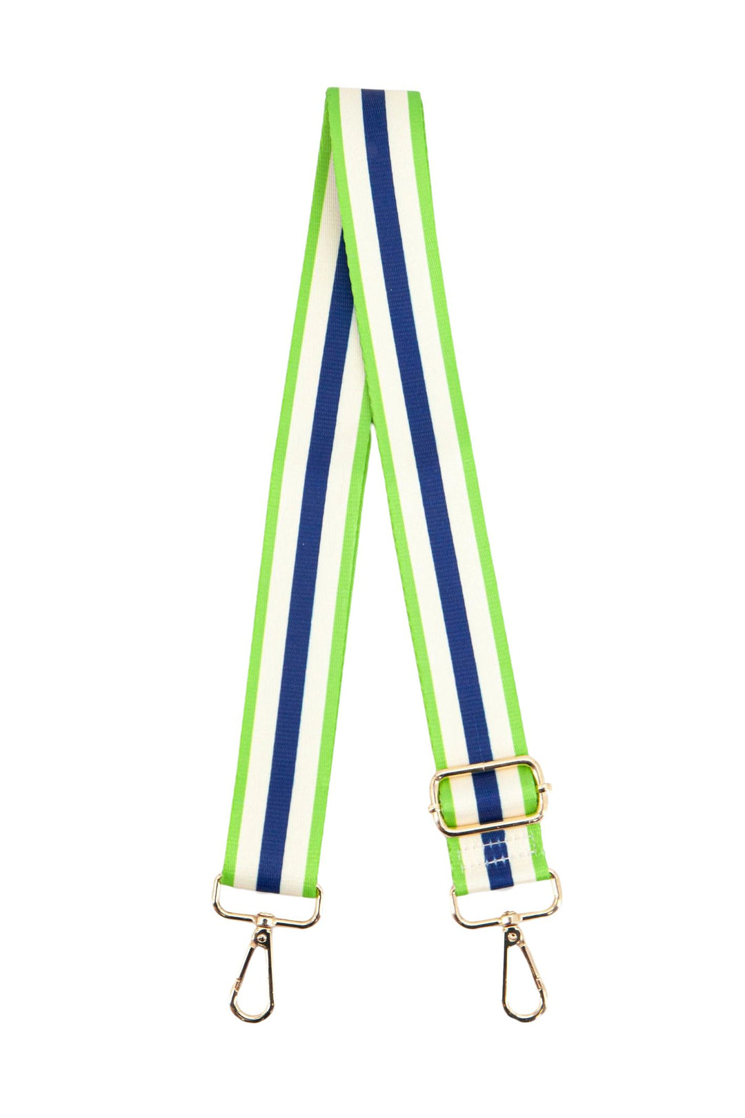 Blue & Lime Contrasting Colour Block Striped Bag Strap