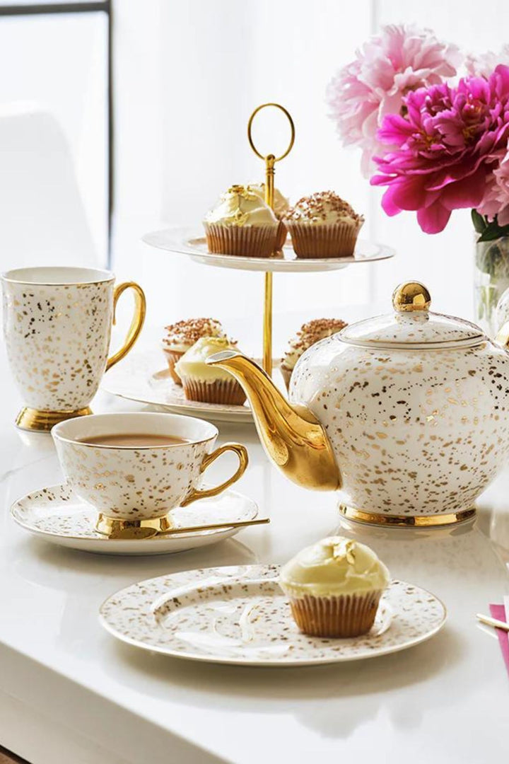 Bombay Duck Enchante Speckled Gold Tea Plates Set of 4