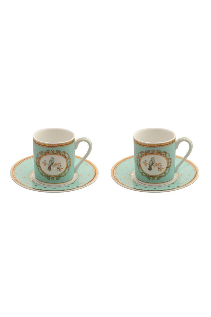 Bombay Duck Miss Bennett Bird Espresso Cups and Saucer Set
