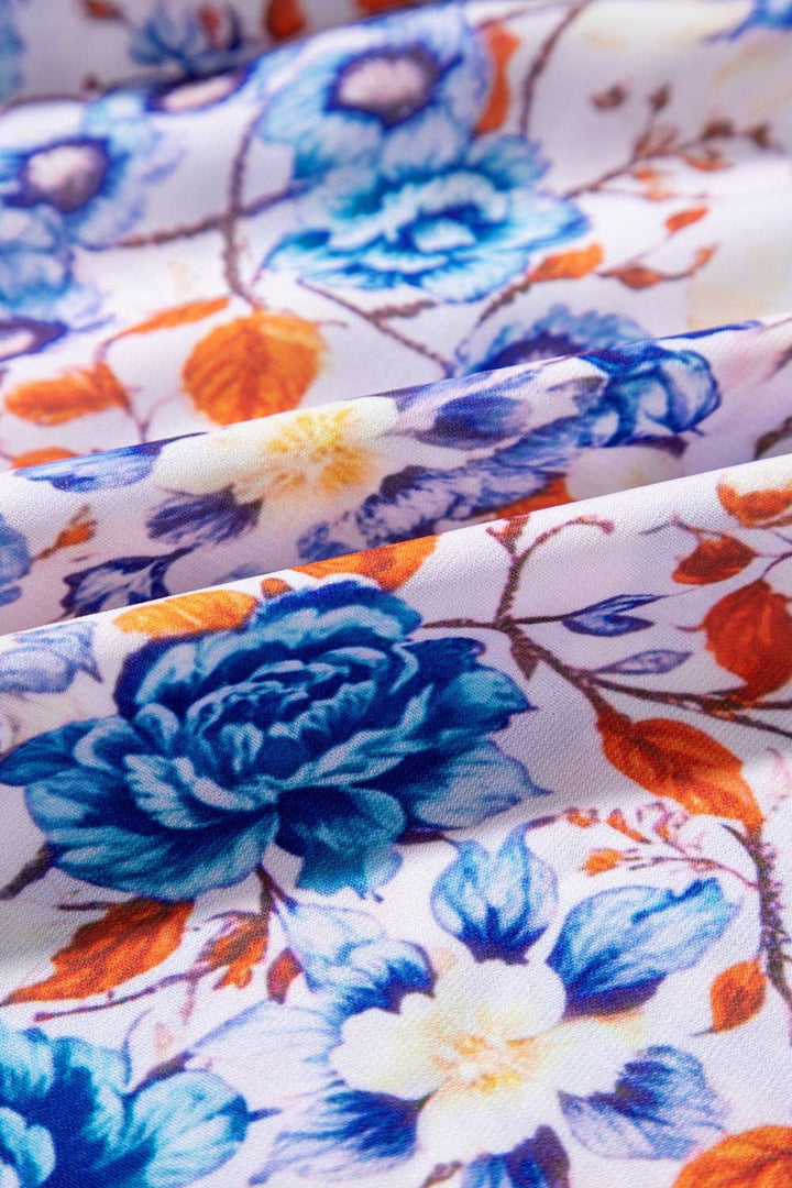 Bright Floral Short Sleeve Midi Dress