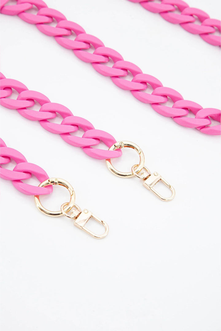 Bubblegum Pink Acrylic Cuban Style Chain Link Bag Strap