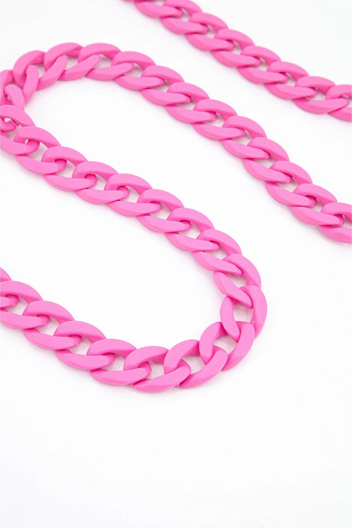 Bubblegum Pink Acrylic Cuban Style Chain Link Bag Strap