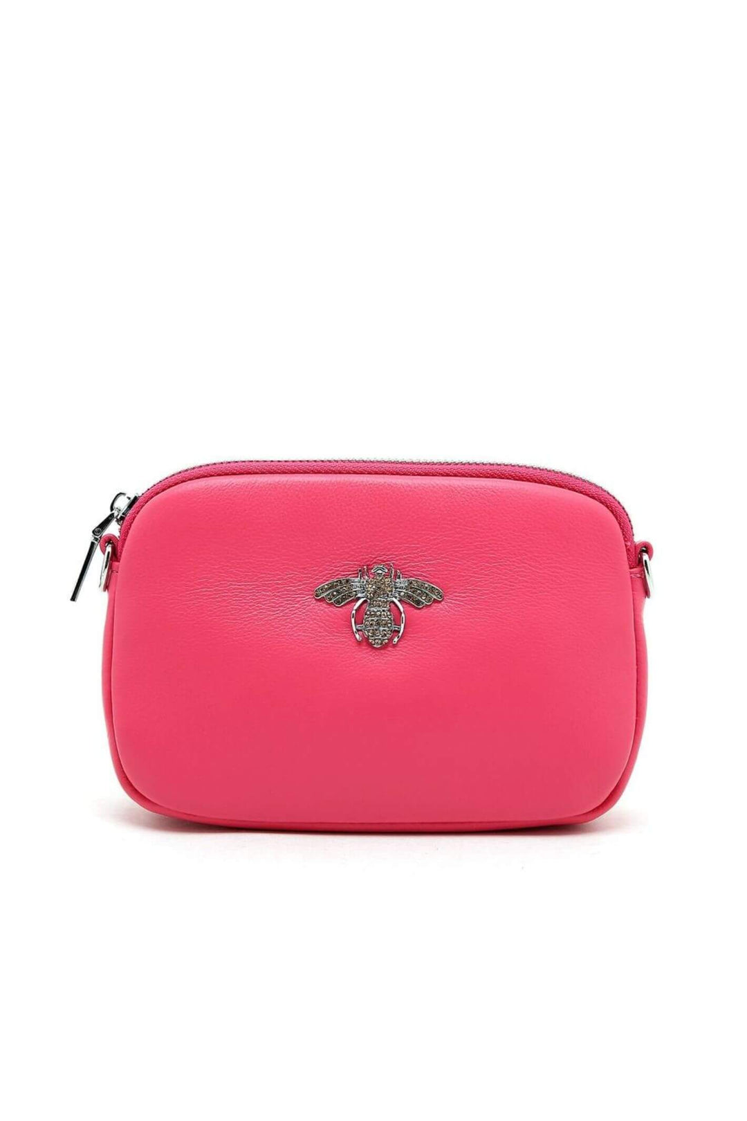 Bubblegum Pink Leather Bee Crystal Bag