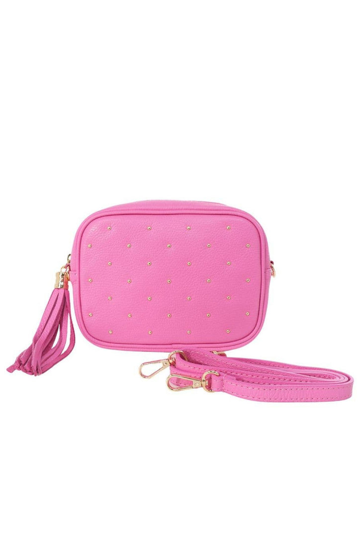 Bubblegum Pink Leather Gold Stud Detail Camera Bag