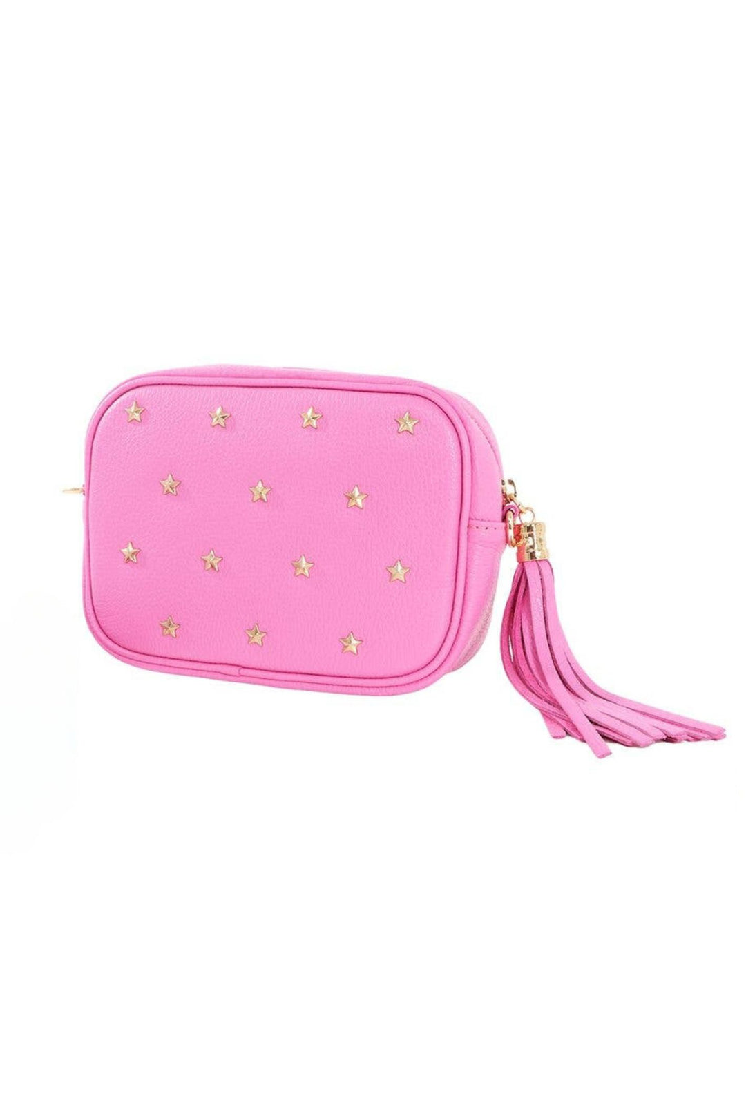 Bubblegum Pink Leather Star Studded Camera Bag