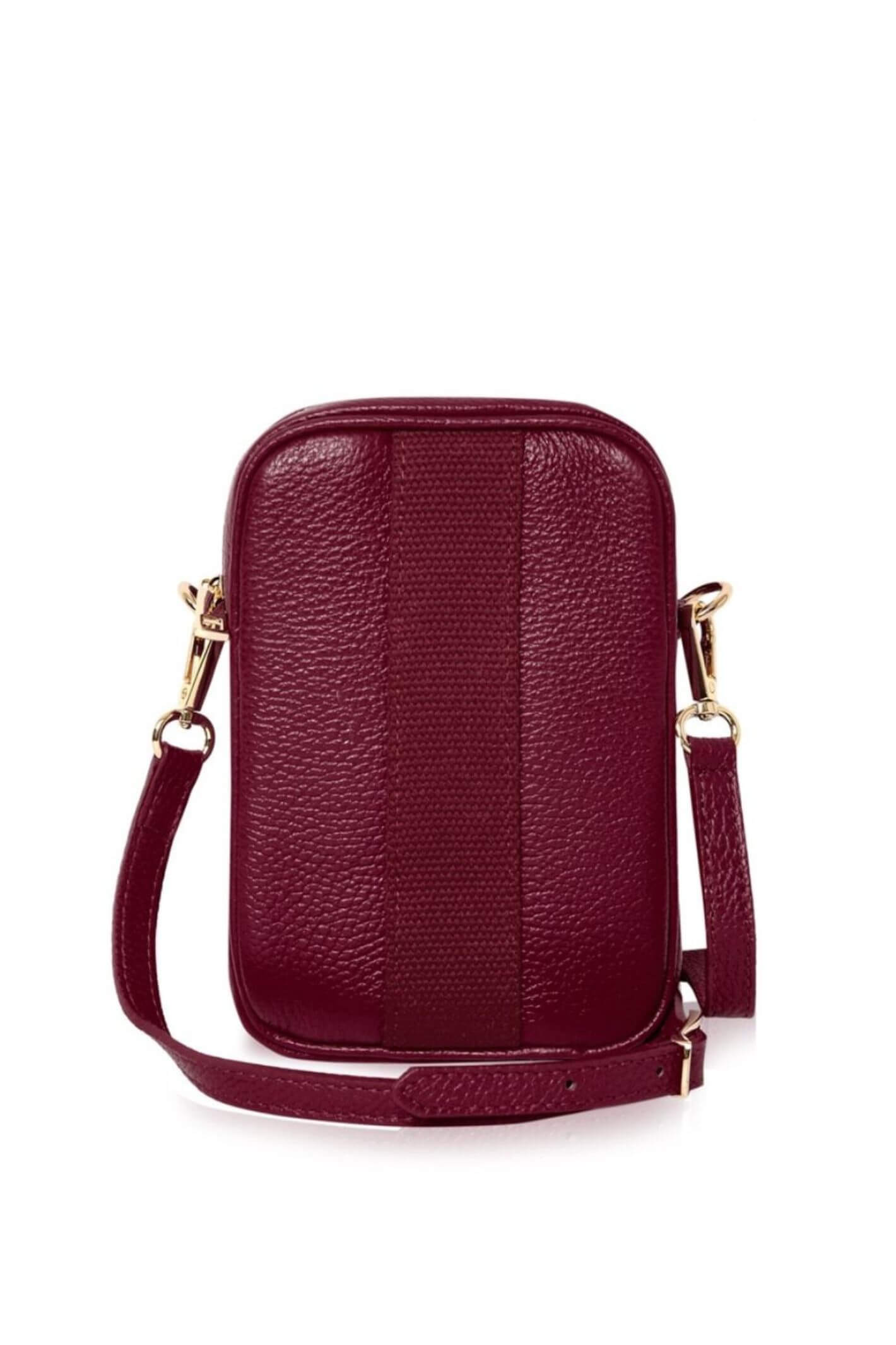 Burgundy Leather Canvas Detail Cross Body Phone Bag – Experience