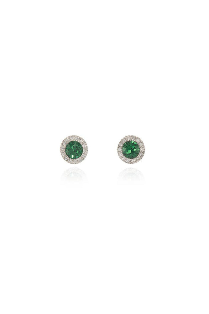 Cachet Chikle Stud Earrings Emerald Green Rhodium Plated