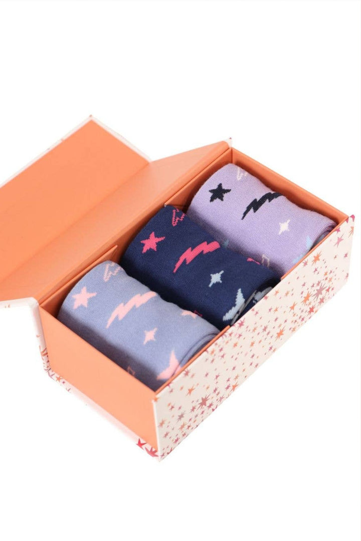 Celestial Lightning Bolts Bamboo Socks Gift Box