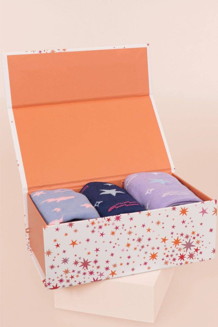 Celestial Lightning Bolts Bamboo Socks Gift Box