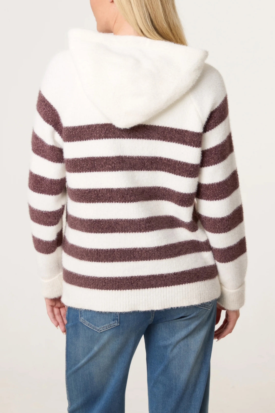 Chocolate Stripe Super Cosy Zip Cardi Hoodie
