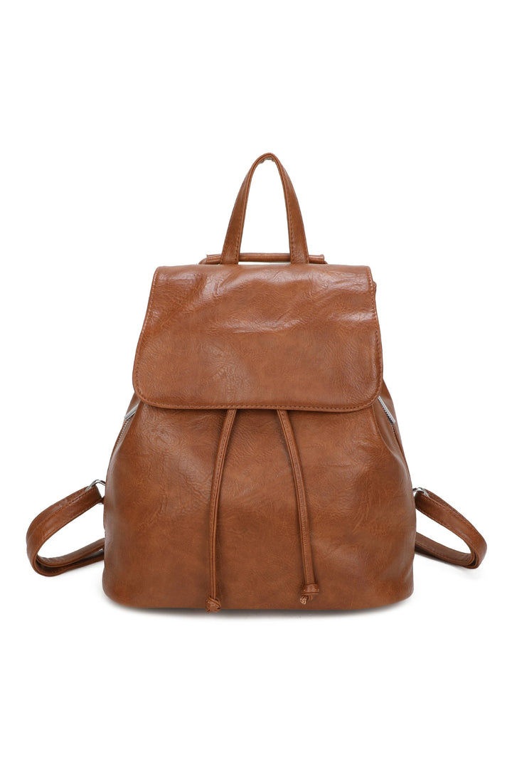 Brown Faux Fur Classic Drawstring Backpack