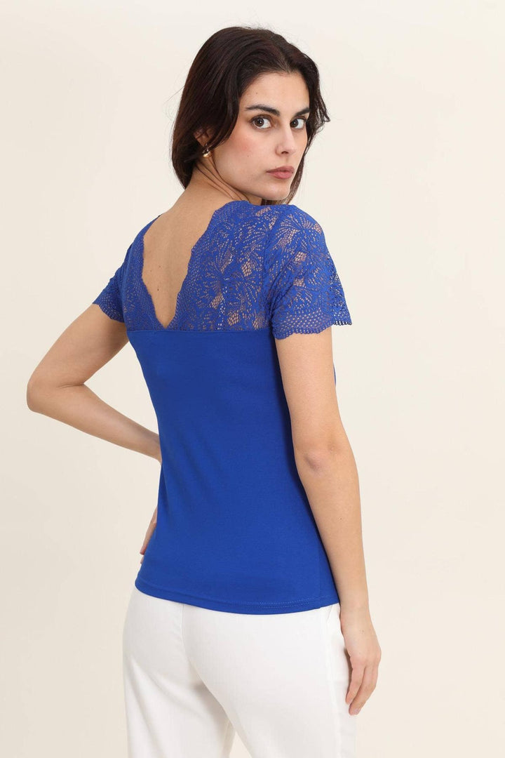 Cobalt Blue Lace Shoulder Detail Top