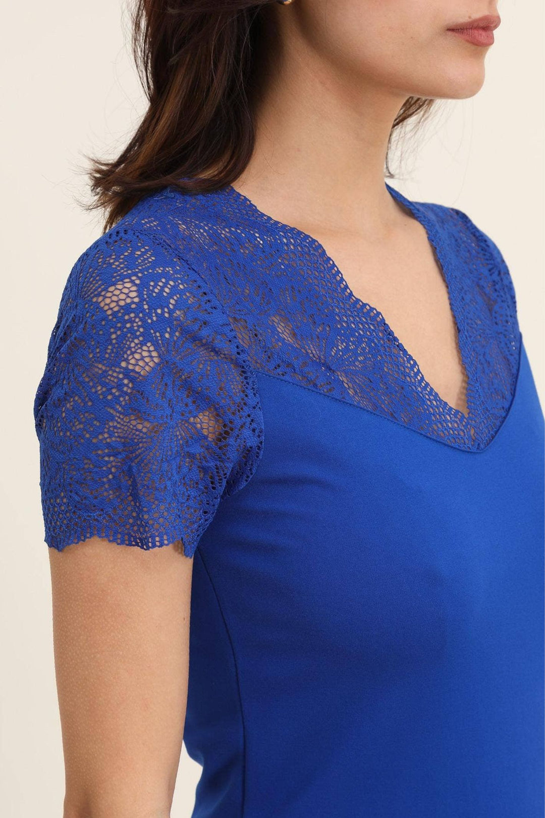 Cobalt Blue Lace Shoulder Detail Top