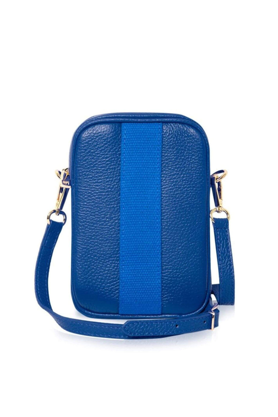 Cobalt Blue Leather Canvas Detail Cross Body Phone Bag