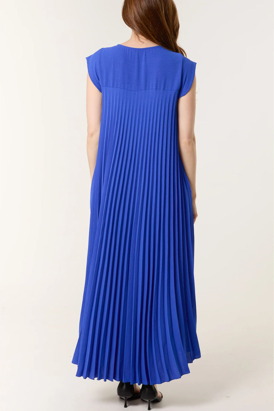 Cobalt Blue Pleated Maxi Dress