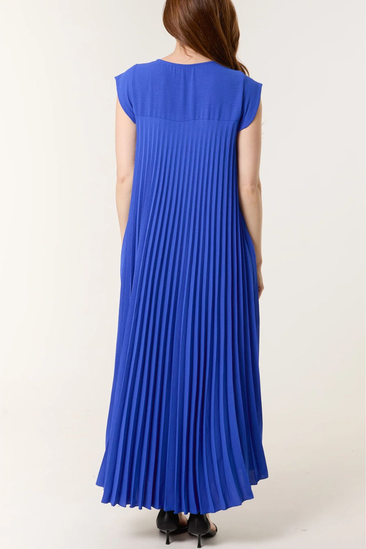 Cobalt Blue Pleated Maxi Dress – Experience Boutique