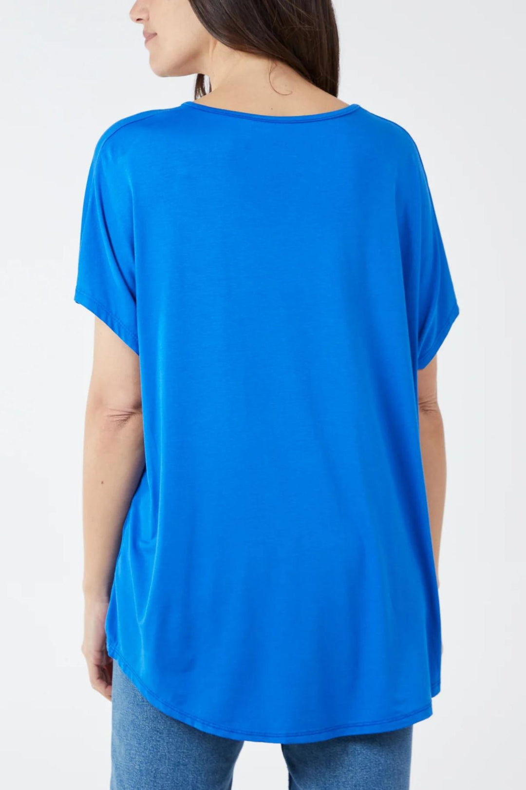 Cobalt Blue V-Neck Oversized T-Shirt