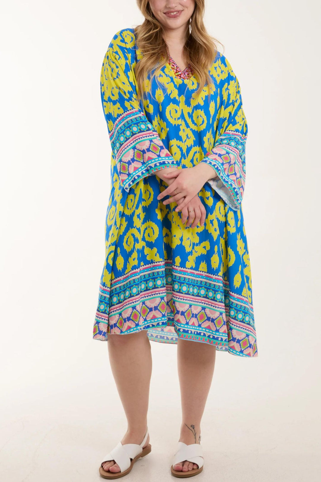 Cobalt & Sunshine Yellow A-line Tunic Cover Up
