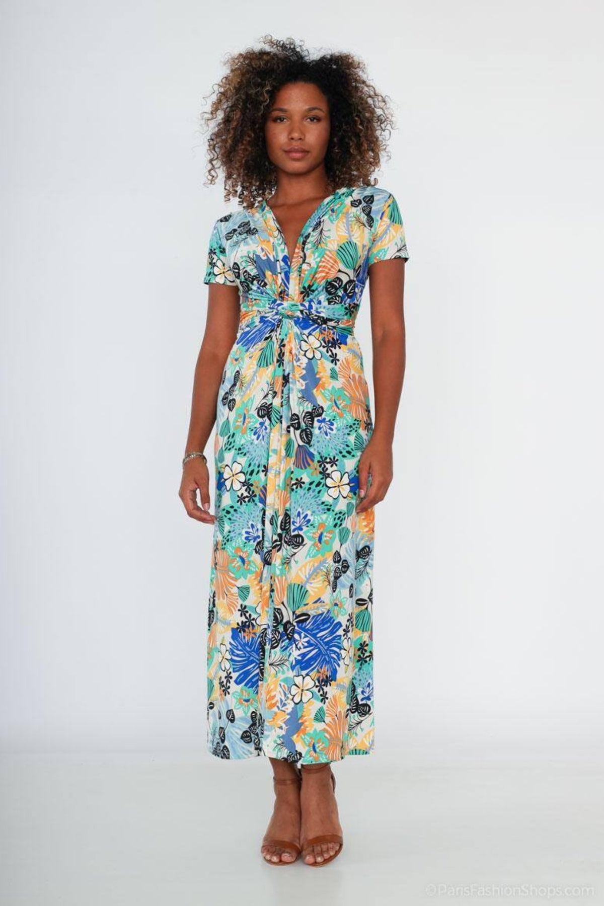 Cobalt & Yellow Flower Print Maxi Dress – Experience Boutique