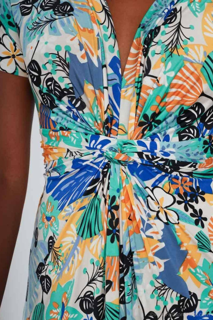 Cobalt & Yellow Flower Print Maxi Dress