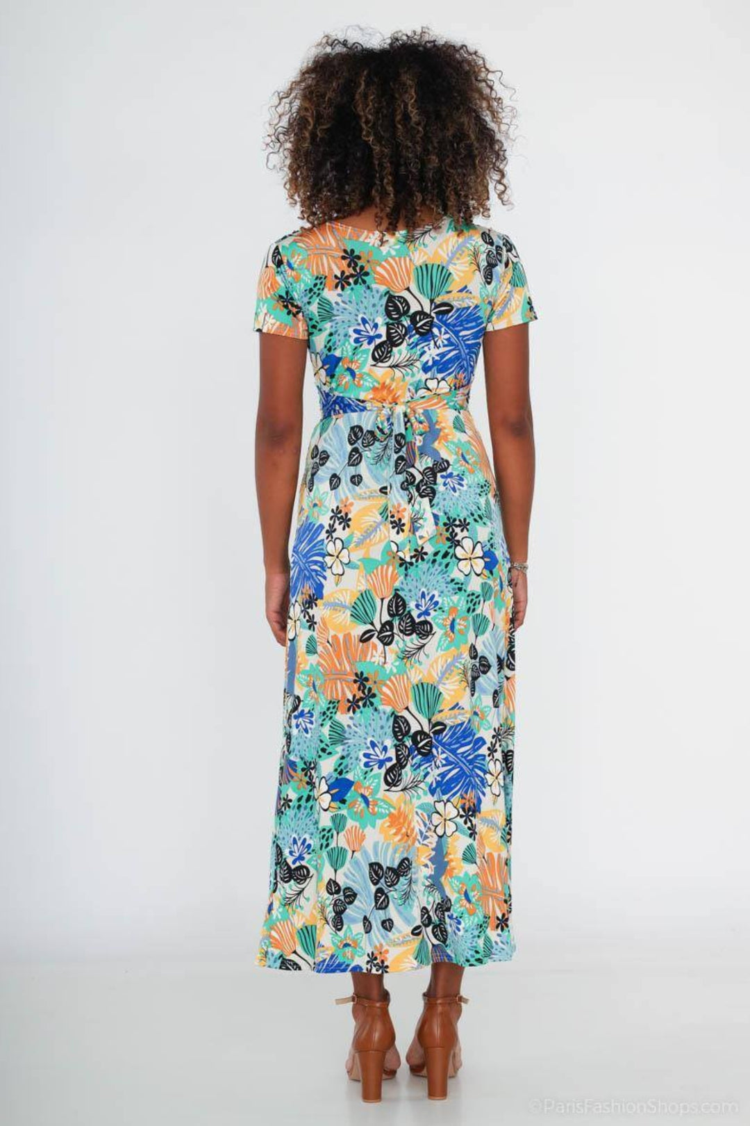 Cobalt & Yellow Flower Print Maxi Dress