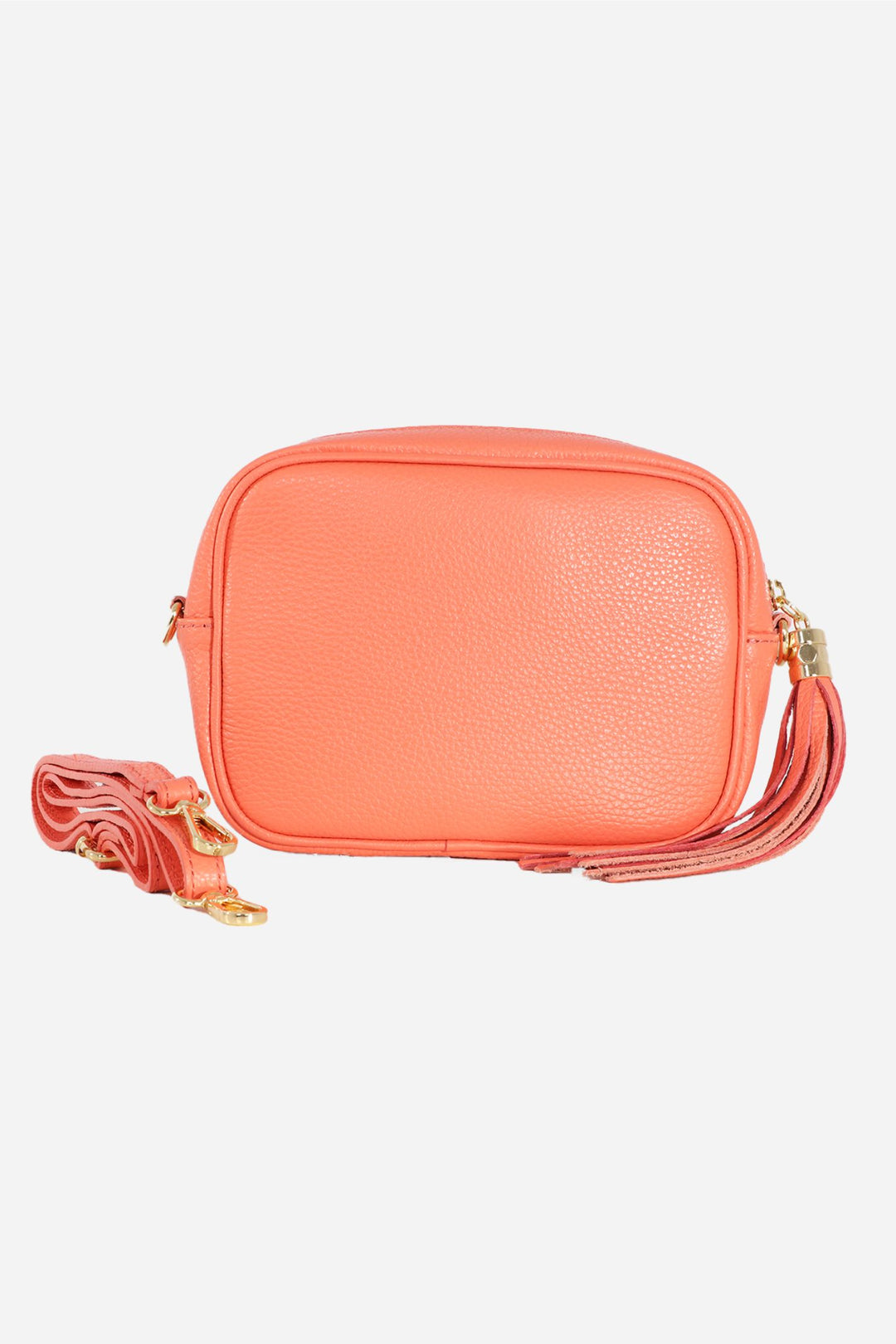 Coral Leather Crossbody Camera Bag