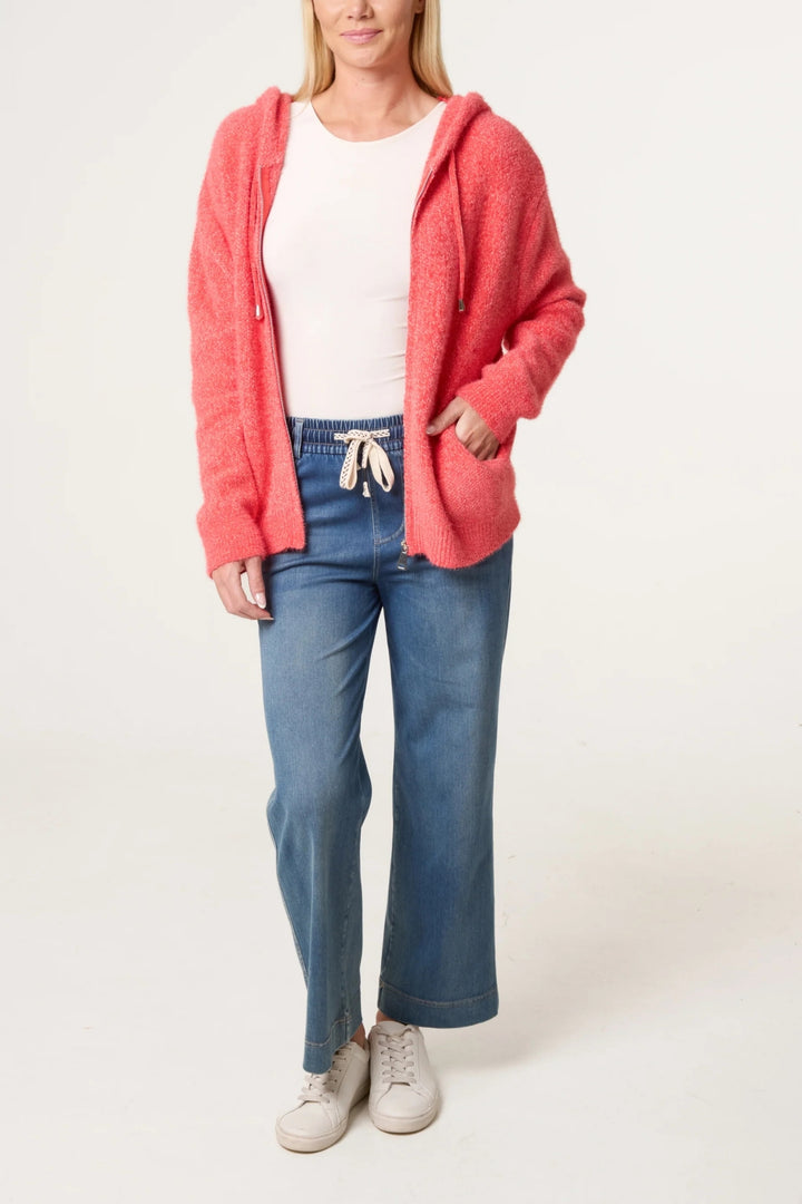 Coral Super Cosy Zip Cardi Hoodie