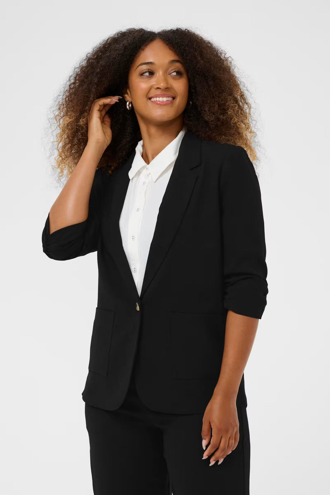 Cream Clothing Black CRCocamia Ruched Sleeve Blazer