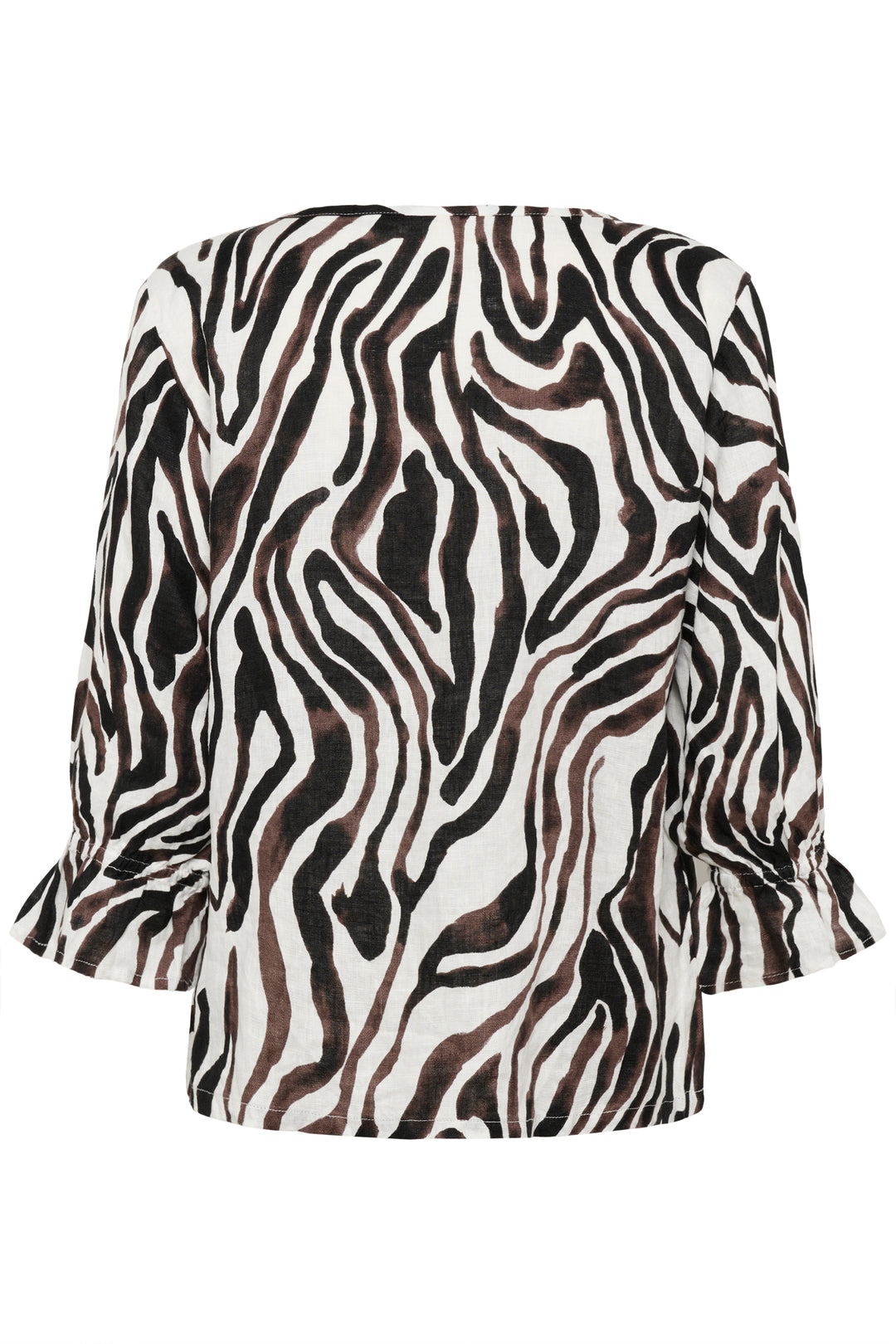 Cream Clothing CRBellis Black White Linen Frill Blouse 10614831 109051