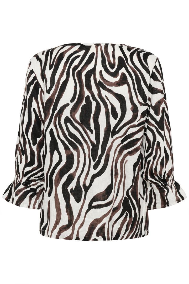 Cream Clothing CRBellis Black White Linen Frill Blouse 10614831 109051