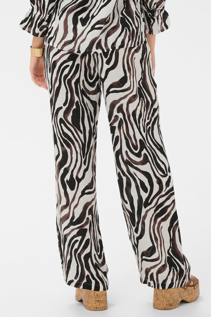 Cream Clothing CRBellis Black, Brown &amp; White Linen Trousers 10615410 109051
