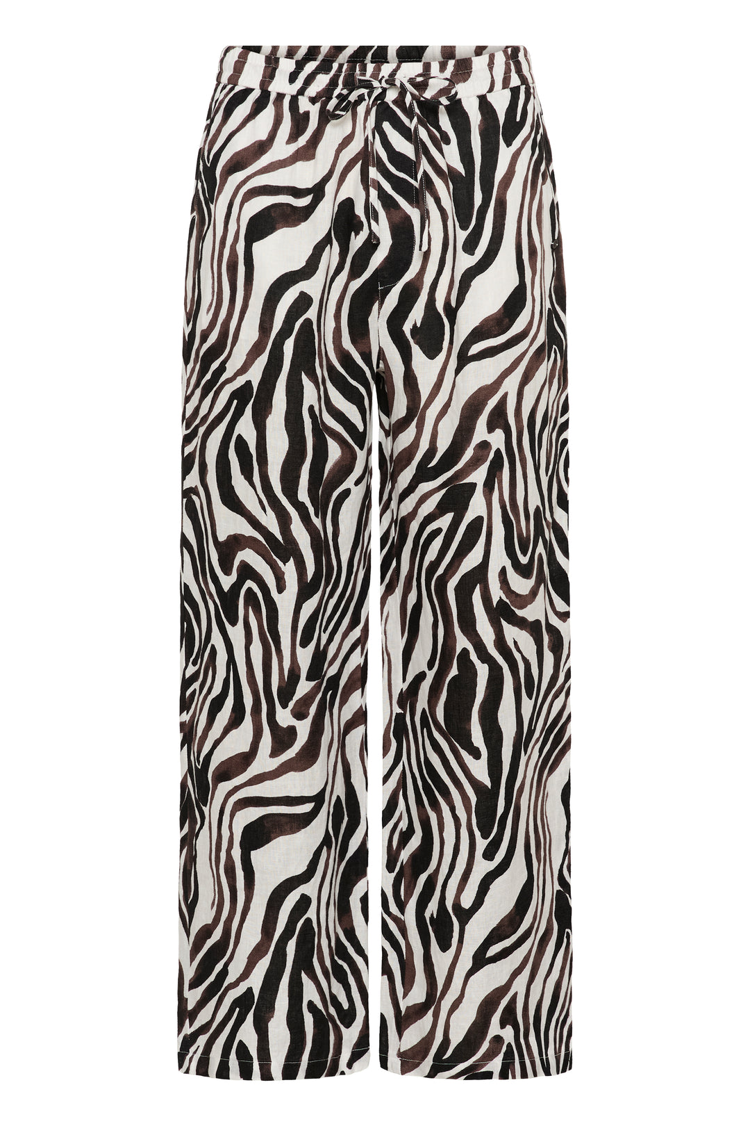 Cream Clothing CRBellis Black, Brown &amp; White Linen Trousers 10615410 109051