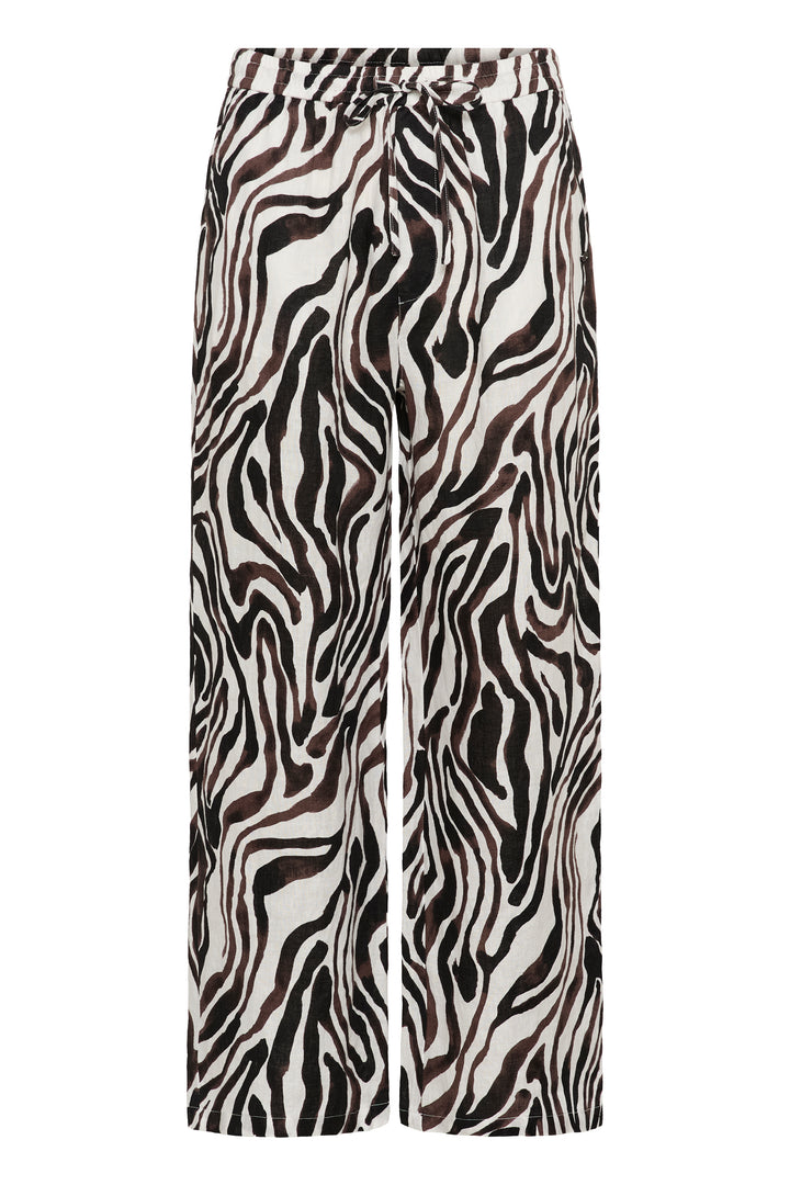 Cream Clothing CRBellis Black, Brown &amp; White Linen Trousers 10615410 109051