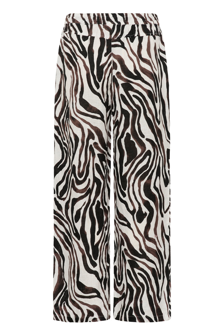 Cream Clothing CRBellis Black, Brown &amp; White Linen Trousers 10615410 109051