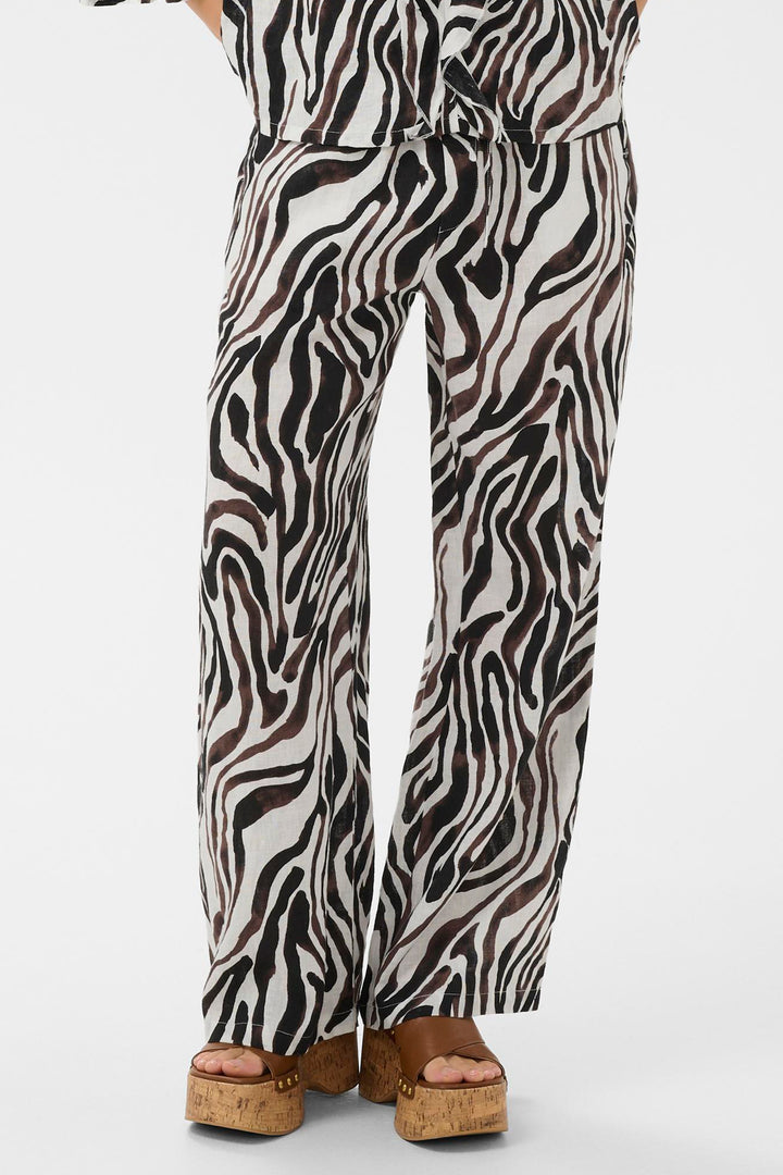 Cream Clothing CRBellis Black, Brown &amp; White Linen Trousers 10615410 109051