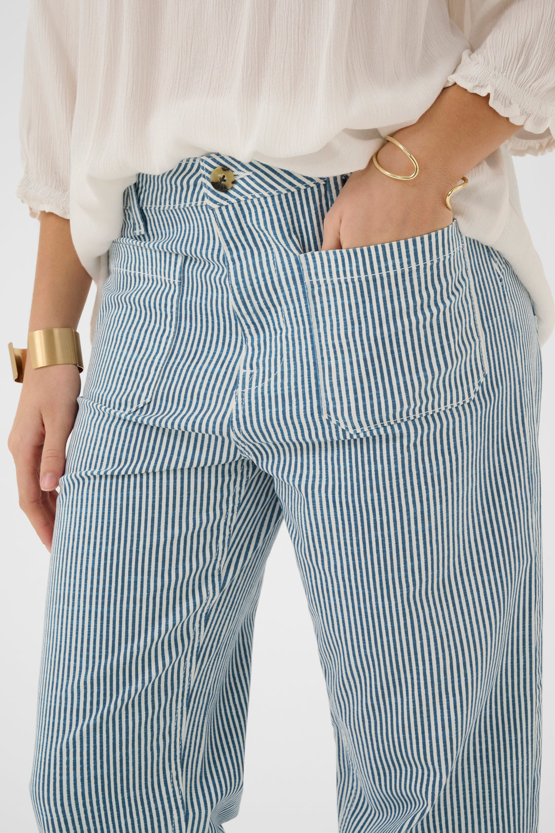 Cream Clothing CRBerta Horizon Blue Milk Audrey Fit 7/8 Twill Trousers 10614864 108999