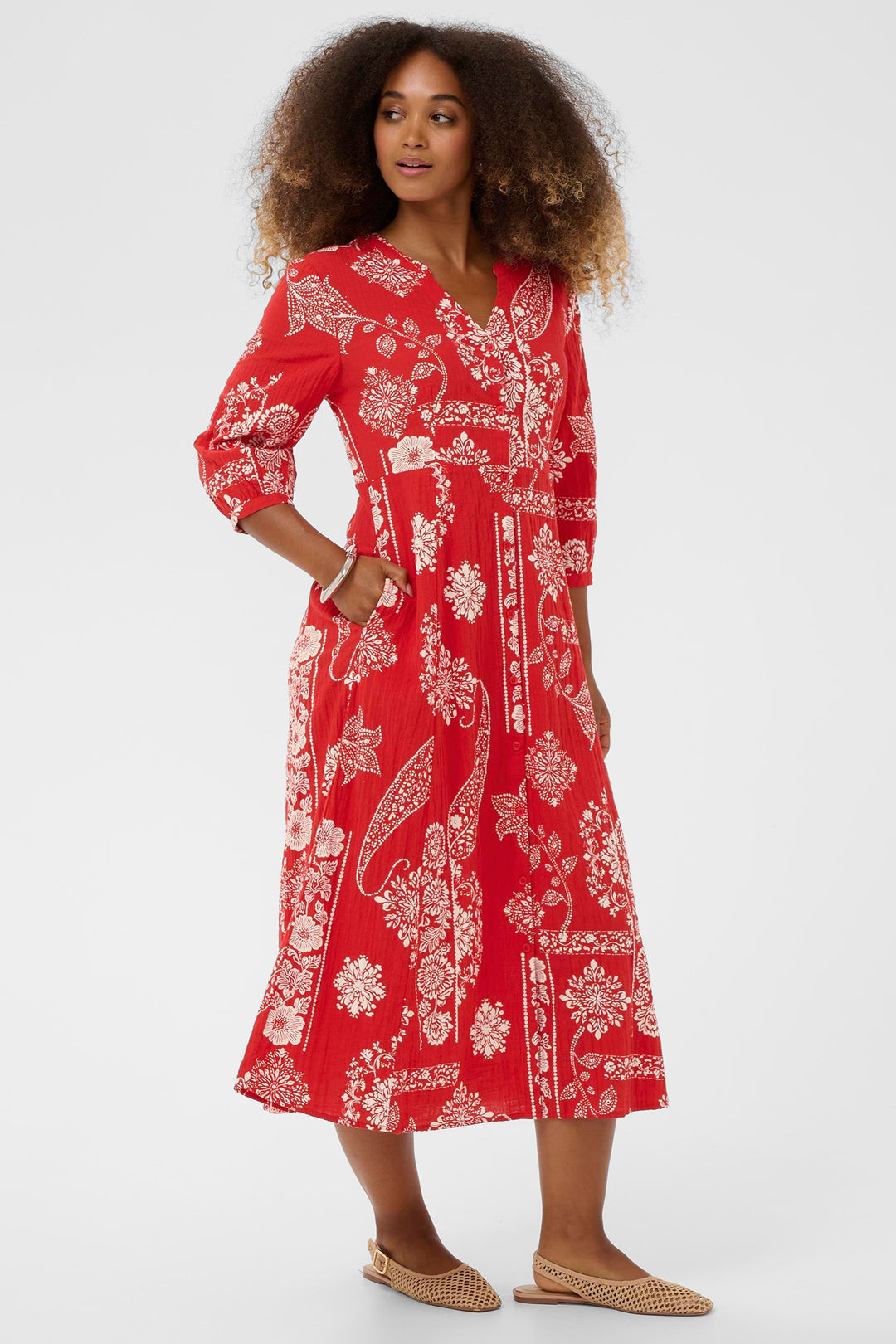 Cream Clothing CRGianna Red Ethnic Print Dress 10614906 109050