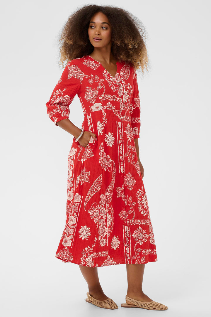 Cream Clothing CRGianna Red Ethnic Print Dress 10614906 109050