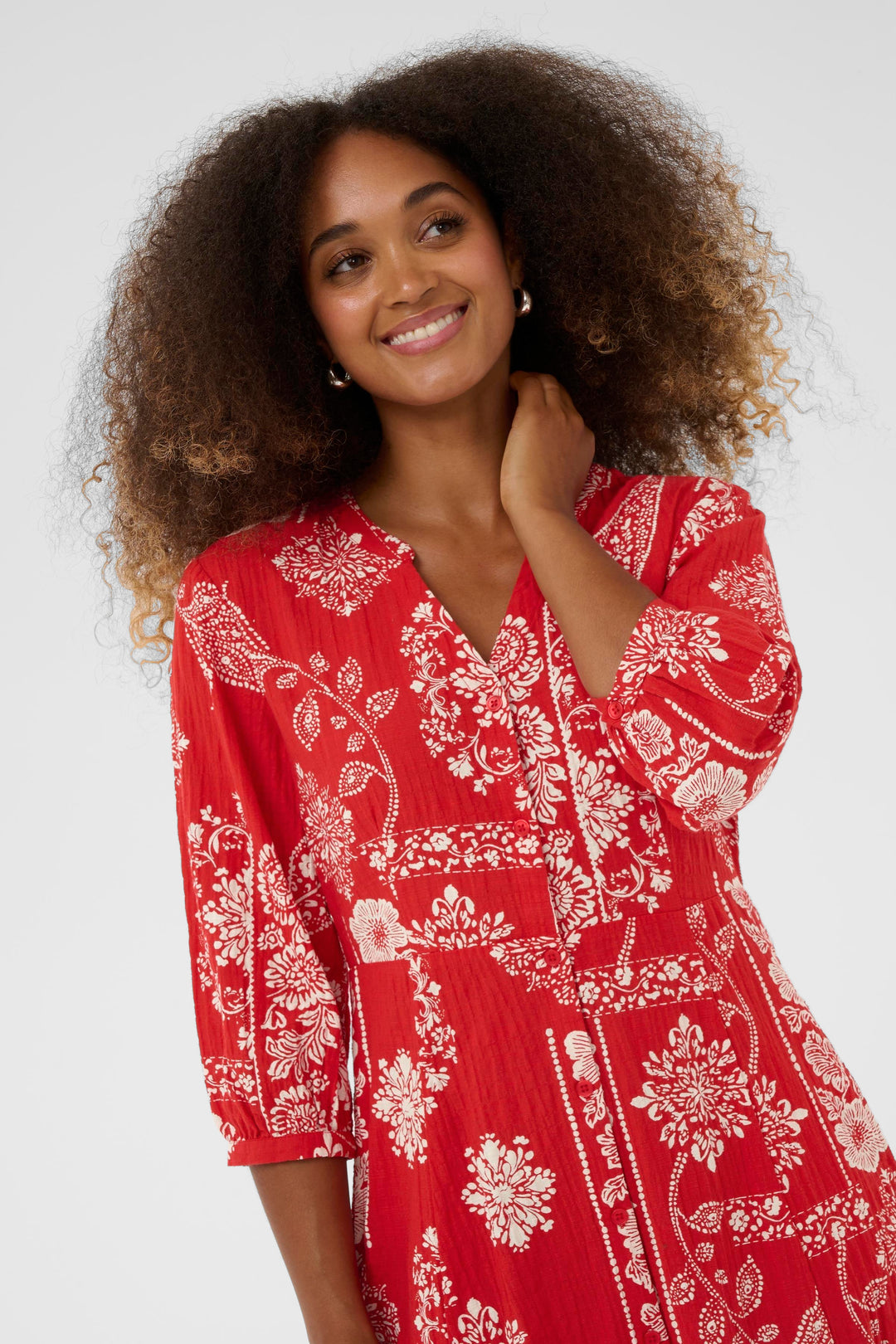 Cream Clothing CRGianna Red Ethnic Print Dress 10614906 109050