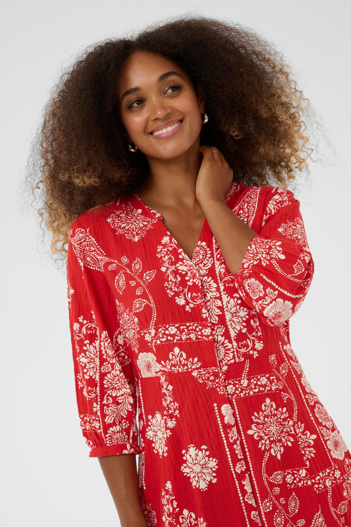 Cream Clothing CRGianna Red Ethnic Print Dress 10614906 109050